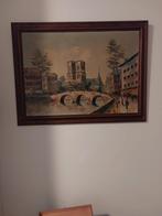 Schilderij van een stadsgezicht met brug, Antiek en Kunst, Kunst | Schilderijen | Klassiek, Ophalen of Verzenden