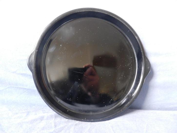 Rond zwart glazen dienblad Leerdam , Copier?, Antiek en Kunst, Antiek | Glas en Kristal, Ophalen of Verzenden
