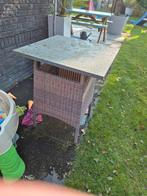 Wicker tuintafel met natuursteen blad, Tuin en Terras, Ophalen of Verzenden, Gebruikt, Vierkant, Wicker