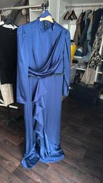Blauw paars satijnen gala feest jurk abiye mt 46, Galajurk, Blauw, Maat 46/48 (XL) of groter, Ophalen of Verzenden