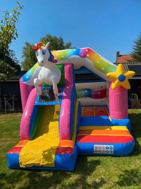 Te huur: Springkussen Unicorn, Hobby en Vrije tijd, Feestartikelen | Verhuur, Zo goed als nieuw, Overige, Ophalen of Verzenden