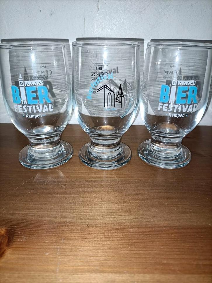 3 Bier Festival Kampen Glazen proefglaasjes, Huis en Inrichting, Keuken | Keukenbenodigdheden, Zo goed als nieuw, Ophalen of Verzenden