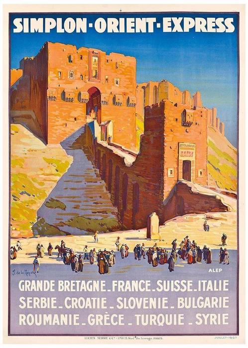Orient Express Simplon Reis Poster Art Deco, Verzamelen, Spoorwegen en Tramwegen, Nieuw, Trein, Kaart of Prent, Verzenden