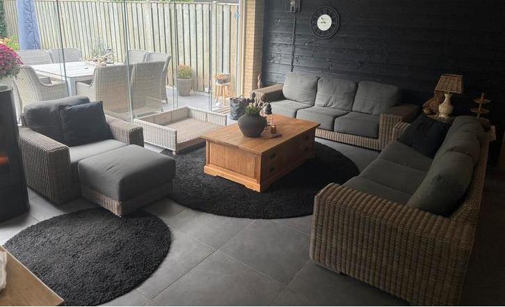 Complete Lounge set 4 seasons met teak salontafel, Tuin en Terras, Tuinsets en Loungesets, Zo goed als nieuw, Loungeset, Wicker