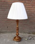 Retro antieke schemerlamp met nette lampenkap. 90 cm. hoog., Gebruikt, KLassiek, Onbekend, Hout