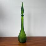 Italiaans design groen glas karaf met dop door Empoli, Ophalen of Verzenden