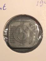 Zeldzame 5 Cent 1942 - WOII, Ophalen of Verzenden, Koningin Wilhelmina, 5 cent, Losse munt