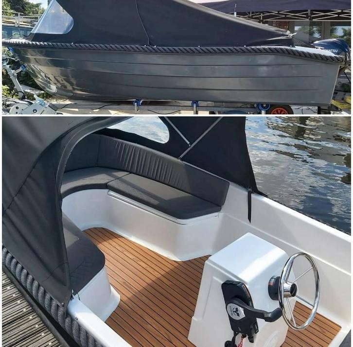 Naut 455- tohatsu 9.8 motor met trailer, Watersport en Boten, Sloepen, Zo goed als nieuw, Tot 10 pk, 3 tot 6 meter, Buitenboordmotor