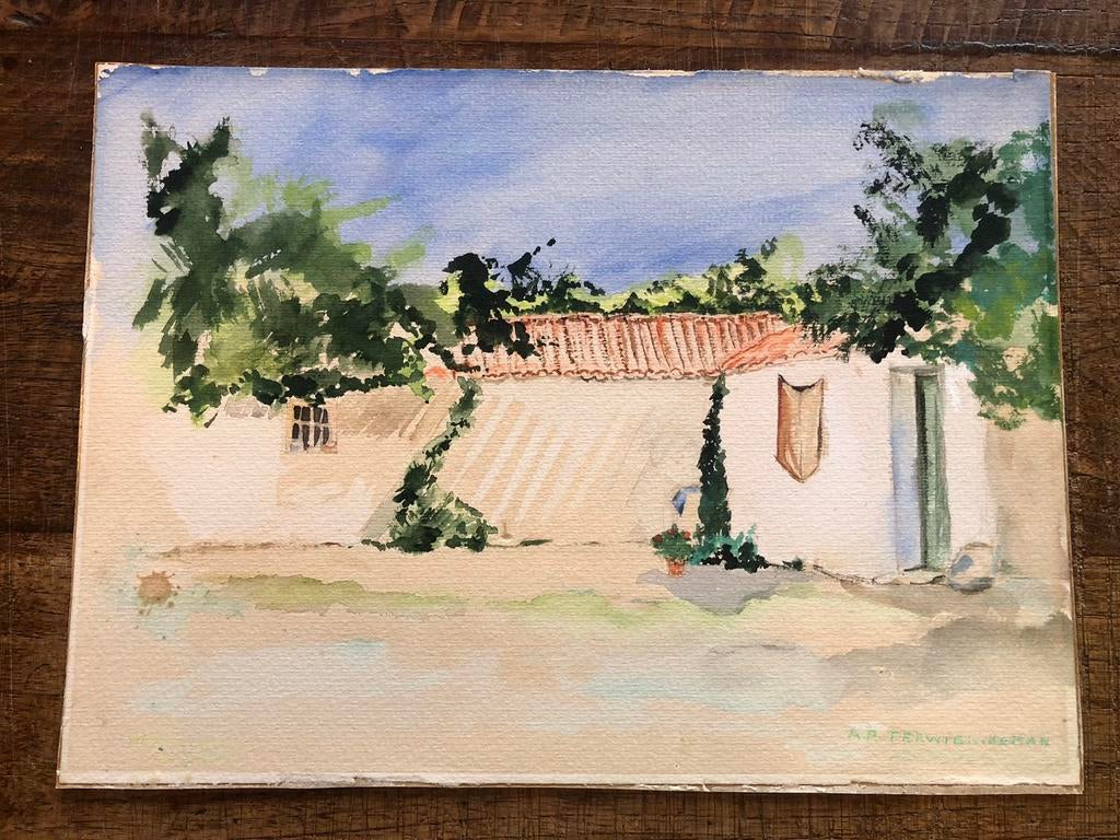 Oude aquarel, Antiek en Kunst, Kunst | Schilderijen | Klassiek, Ophalen of Verzenden