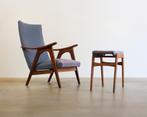 Mid century lounge fauteuil en hocker Louis van Teeffelen?, Huis en Inrichting, Ophalen, Gebruikt, Molenakkerstraat 10b, Mid century modern vintage design