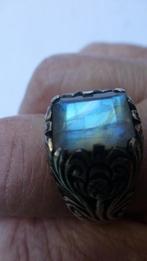 zware Zilveren Ring facetgeslepen Labradoriet/ gesigneerd, Sieraden, Tassen en Uiterlijk, Antieke sieraden, Verzenden, Zilver