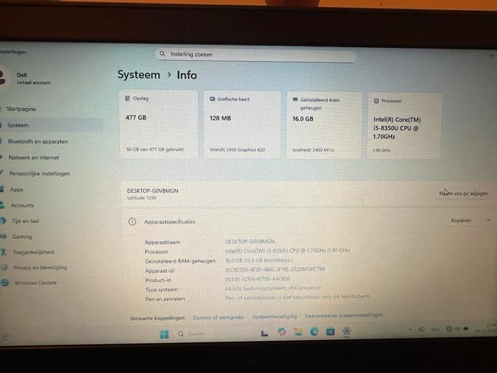 Dell Latitude 7290 - i5 8th Gen, 16GB RAM, 512GB SSD, Computers en Software, Windows Laptops, Gebruikt, 12 inch, SSD, Minder dan 2 Ghz
