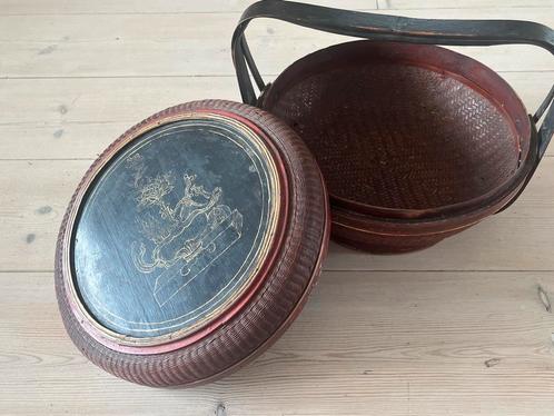 Chinese antieke bruidsmand-rotan en riet-gelakt-zeer fraai, Antiek en Kunst, Antiek | Overige Antiek, Ophalen of Verzenden