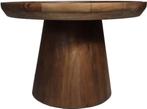 HSM Collection-Ronde Bijzettafel Drum-60x60x40-Bruin-Mango, Huis en Inrichting, Minder dan 45 cm, Rond, Nieuw, Modern