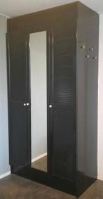 Zwarte hang- en legkast met spiegeldeur, Huis en Inrichting, Kasten | Kledingkasten, Ophalen, Met deur(en), Gebruikt, 100 tot 150 cm