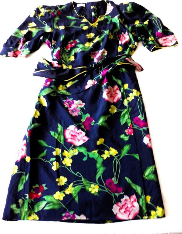 Vintage damesjurk, Kleding | Dames, Jurken, Zo goed als nieuw, Maat 38/40 (M), Blauw, Knielengte, Ophalen