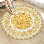 Wit Goud Bloemen Barok Rond Vloerkleed Kleed Tapijt Luxe, Huis en Inrichting, Stoffering | Tapijten en Kleden, Verzenden, Nieuw