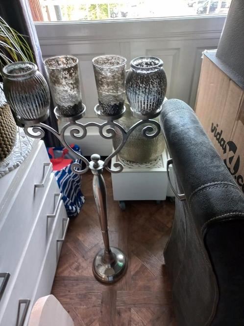 Chromen Kandelaar Z.G.A.N. 94cm, Huis en Inrichting, Woonaccessoires | Kandelaars en Kaarsen, Zo goed als nieuw, Kandelaar, 75 cm of meer