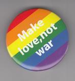 Make Love not War Regenboog button, Verzamelen, Speldjes, Pins en Buttons, Gebruikt, Niet vindbaar, Niet vindbaar, Speldje of Pin