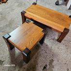 robuuste houten salontafelset (2-delig), Ophalen, 50 tot 100 cm, Zo goed als nieuw, Minder dan 50 cm