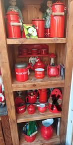 Vintage brocante rood emaille verzameling, Ophalen
