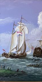 Schilderij zeeslag. Thomas Heesakkers., Ophalen of Verzenden