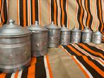 Set van 7 vintage aluminium voorraadbussen Frankrijk’50, Caravans en Kamperen, Ophalen of Verzenden, Gebruikt