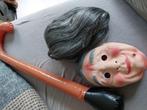 Verkleedspullen / oma masker pruik / grijs, Ophalen of Verzenden