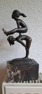 milo - sculptuur, spelende kinderen haasje over  brons, Ophalen of Verzenden