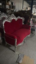 Zilver Rood Barok Bank - 4 Stuks, 150 tot 200 cm, 75 tot 100 cm, Ophalen of Verzenden, Rechte bank