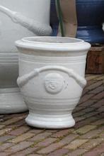 Prachtige geglazuurde bloempotten Anduze stijl wit terras, Rond, Nieuw, Minder dan 40 cm, Balkon