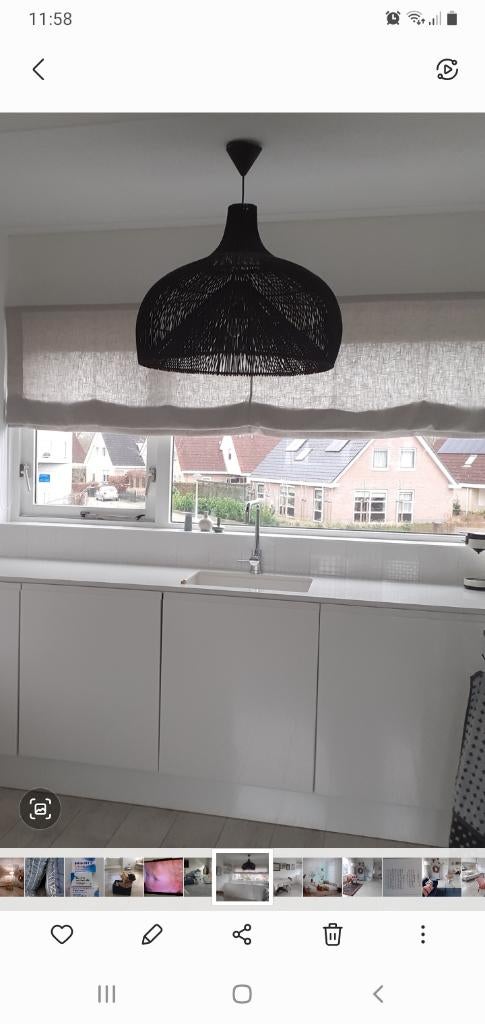 Rieten hanglamp zwart, Ophalen, Zo goed als nieuw, Overige materialen, 50 tot 75 cm