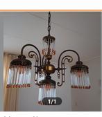 Kroonluchter met glazen pegels art deco, Ophalen of Verzenden, Zo goed als nieuw, Art deco vintage