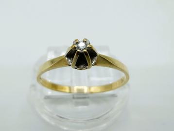 Gouden solitairring met diamant, 17 mm beschikbaar voor biedingen