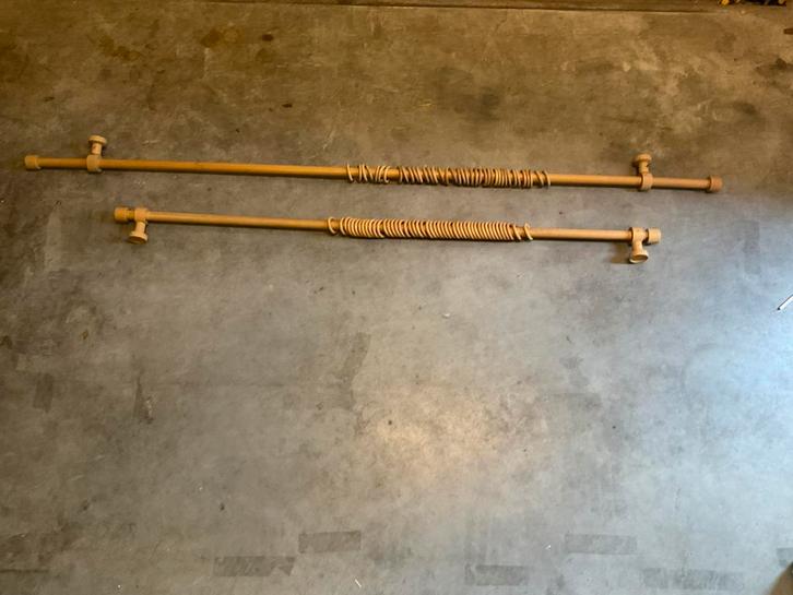 Houten gordijnroede 1x 165 cm en 1x 215 cm, Huis en Inrichting, Stoffering | Gordijnen en Lamellen, Gebruikt, Ophalen