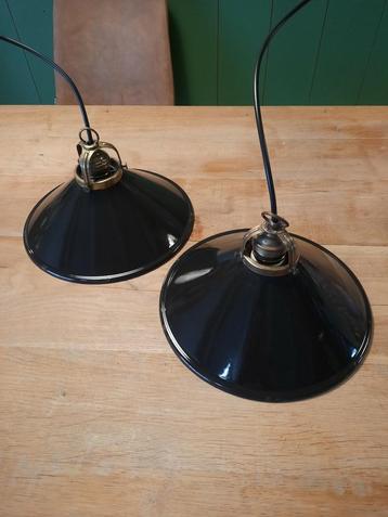 Zwarte emaille hanglampen , vintage hanglampen  beschikbaar voor biedingen