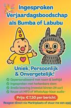 Verjaardagsboodschap als Bumba of Labubu, Hobby en Vrije tijd, Ophalen, Nieuw, Feestartikel