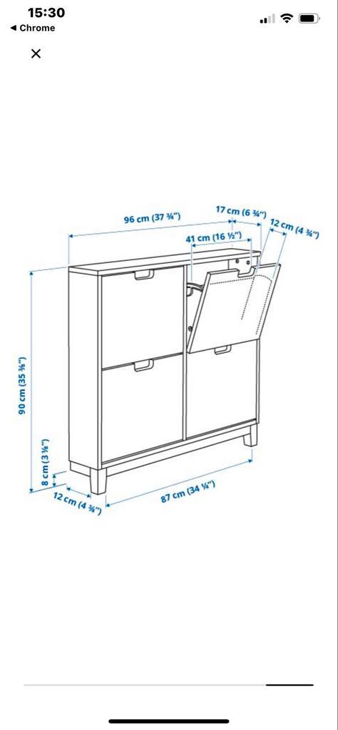 Schoenenkast 4 vakken STÄLL wit 96x17x90 cm, Huis en Inrichting, Kasten | Schoenenkasten, Zo goed als nieuw, Ophalen
