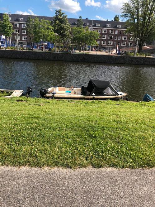 Oudhuijzer 460, Watersport en Boten, Sloepen, Gebruikt, 10 tot 30 pk, 3 tot 6 meter, Buitenboordmotor, Benzine, Staal, Ophalen of Verzenden