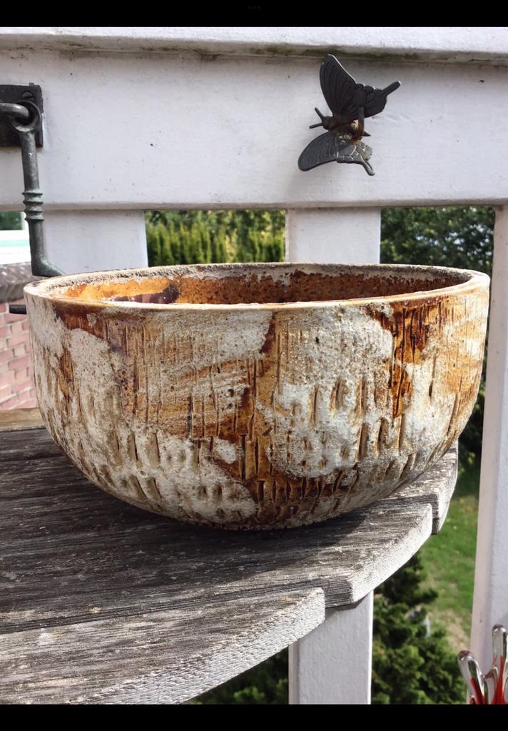 Een mooie bloempot, 70-er, 80-er jaren stijl in bruintinten., Tuin en Terras, Bloempotten, Zo goed als nieuw, Ophalen of Verzenden