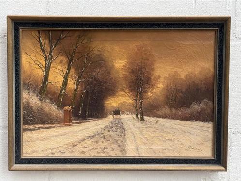Winterlanschap H Hermans, Antiek en Kunst, Kunst | Schilderijen | Klassiek, Ophalen of Verzenden