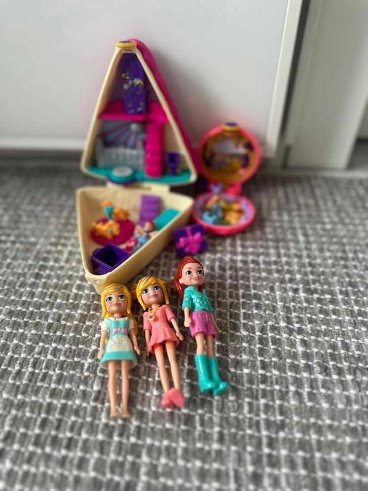 Polly Pocket Verjaardagstaart en 3 grote polly pocket poppen, Kinderen en Baby's, Speelgoed | Poppen, Gebruikt, Overige typen