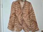C&A bruin / beige doorzichtige blouse + roezelrandjes 46 XXL, Beige, Maat 46/48 (XL) of groter, Ophalen of Verzenden, Gedragen