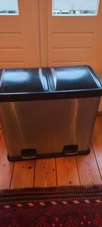 Dubbele pedaalemmer, 30 liter, Ophalen, Gebruikt, 50 tot 75 cm, Rvs