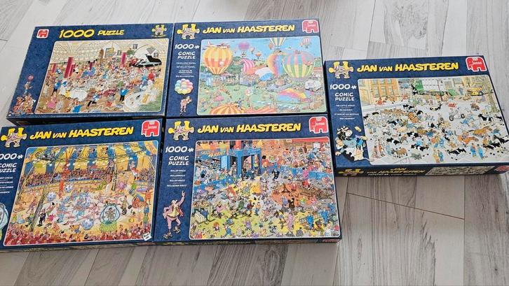 5 Jan van Haasteren puzzels in zeer goede staat, Hobby en Vrije tijd, Denksport en Puzzels, Zo goed als nieuw, 500 t/m 1500 stukjes