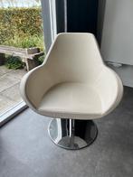 Witte Design Stoel met Chromen Voet, Huis en Inrichting, Wit, Leer, Ophalen of Verzenden, Zo goed als nieuw