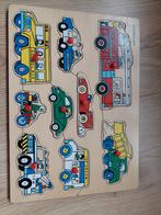 houten puzzel 9x voertuigen, Ophalen, Gebruikt, Van hout, Minder dan 10 stukjes