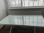 Eettafel wit incl glasplaat 180 x 100 cm, 50 tot 100 cm, Gebruikt, Rechthoekig, Ophalen of Verzenden