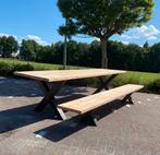 Tuin tafel met bankje, Ophalen, Zo goed als nieuw, Rechthoekig