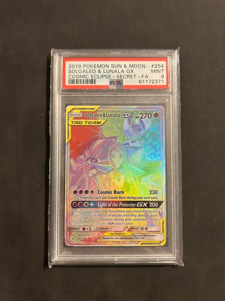 Pokemon - Solgaleo & Lunala PSA9, Hobby en Vrije tijd, Verzamelkaartspellen | Pokémon, Nieuw, Losse kaart, Foil, Ophalen of Verzenden